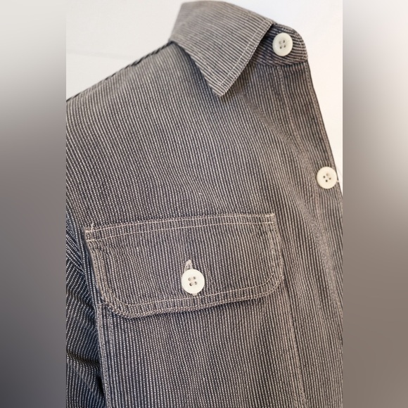 Sugar Cane Mens Hickory Pinstripe Long Sleeve Work Shirt Size 14-14.5 Mens Small - Picture 6 of 13